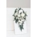 Wedding bouquets in white colors. Bridal bouquet. Cascading bouquet. Faux bouquet. Bridesmaid bouquet.White rose peony bouquets. 5087