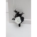 Wedding boutonnieres and wrist corsage in black and white color scheme. Flower accessories. 5086
