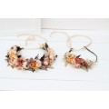 Cinnamon ivory pale orange flower crown. Hair wreath. Flower girl crown. Wedding flowers. 5093