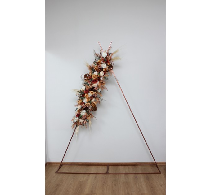  Flower arch arrangement in orange ivory rust terracotta colors.  Arbor flowers. Floral archway. Faux flowers for wedding arch. 0036