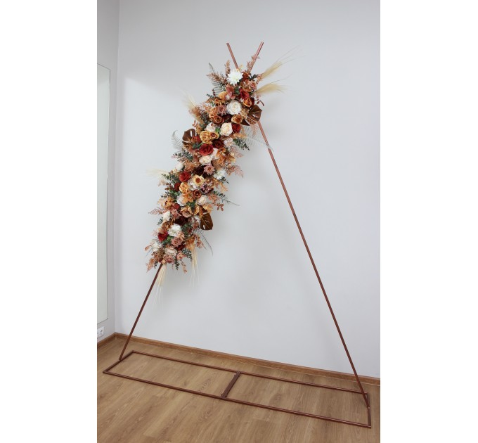  Flower arch arrangement in orange ivory rust terracotta colors.  Arbor flowers. Floral archway. Faux flowers for wedding arch. 0036