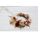Orange ivory rust terracotta flower crown. Hair wreath. Flower girl crown. Wedding flowers. 0036