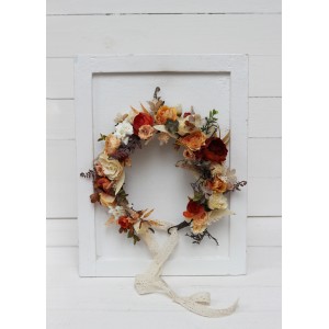 Orange ivory rust terracotta flower crown. Hair wreath. Flower girl crown. Wedding flowers. 0036