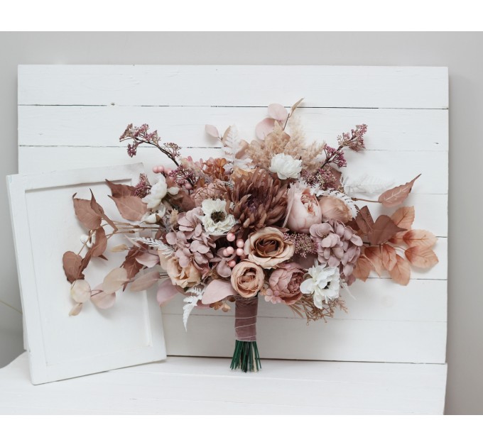 Wedding bouquets in blush pink beige white colors. Bridal bouquet. Faux bouquet. Bridesmaid bouquet. 5094