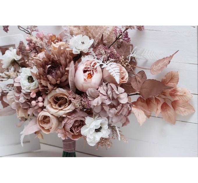Wedding bouquets in blush pink beige white colors. Bridal bouquet. Faux bouquet. Bridesmaid bouquet. 5094