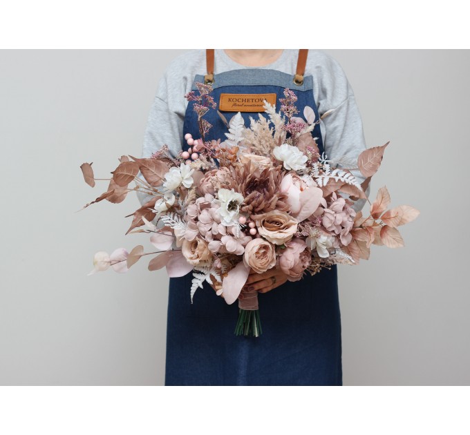 Wedding bouquets in blush pink beige white colors. Bridal bouquet. Faux bouquet. Bridesmaid bouquet. 5094