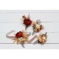 Wedding Boutonnieres & Wrist Corsage in Orange, Ivory, Rust & Terracotta | Faux Flower Accessories