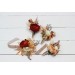Wedding Boutonnieres & Wrist Corsage in Orange, Ivory, Rust & Terracotta | Faux Flower Accessories