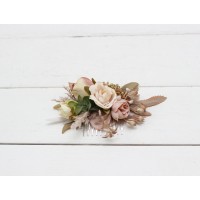 Flower comb in dusty rose cinnamon ivory color scheme. Wedding accessories for hair. Bridal flower comb. Bridesmaid floral comb. 5098