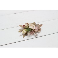 Flower comb in dusty rose cinnamon ivory color scheme. Wedding accessories for hair. Bridal flower comb. Bridesmaid floral comb. 5098