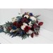 Wedding bouquets in burgundy ivory navy blue colors. Bridal bouquet. Cascading bouquet. Faux bouquet. Bridesmaid bouquet. 5097