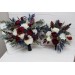 Wedding bouquets in burgundy ivory navy blue colors. Bridal bouquet. Cascading bouquet. Faux bouquet. Bridesmaid bouquet. 5097