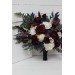 Wedding bouquets in burgundy ivory navy blue colors. Bridal bouquet. Cascading bouquet. Faux bouquet. Bridesmaid bouquet. 5097