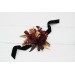 Wedding boutonnieres and wrist corsage in purple burgundy beige color scheme. Flower accessories. 5096