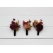 Wedding boutonnieres and wrist corsage in purple burgundy beige color scheme. Flower accessories. 5096