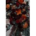  Flower arch arrangement in burnt orange red burgundy colors.  Arbor flowers. Floral archway. Faux flowers for wedding arch. 5103