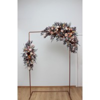  Flower arch arrangement in gray peach brown colors.  Arbor flowers. Floral archway. Faux flowers for wedding arch. 5106