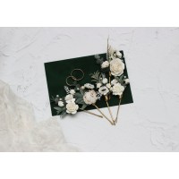  Set of  5 hair pins in white color scheme. Hair accessories. Flower accessories for wedding.  0017