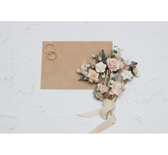 Set of 6 hair pins in Blush pink white color scheme. Hair accessories. Flower accessories for wedding. LILY