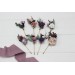  Set of  8 bobby pins in  dusty rose purple color scheme. Hair accessories. Flower accessories for wedding.  5104