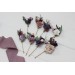  Set of  8 bobby pins in  dusty rose purple color scheme. Hair accessories. Flower accessories for wedding.  5104