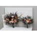 Wedding bouquets in gray peach brown colors. Bridal bouquet. Faux bouquet. Bridesmaid bouquet. 5106