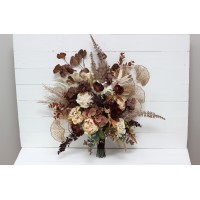 Wedding bouquets in terracotta brown gold cream colors. Bridal bouquet. Faux bouquet. Bridesmaid bouquet. 5105