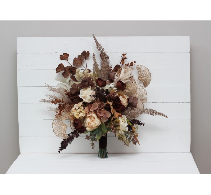 Wedding Bouquets in Terracotta, Brown, Gold & Cream | Faux Bridal & Bridesmaid Bouquets