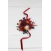  Wedding boutonnieres and wrist corsage  in burnt orange red burgundy  color scheme. Flower accessories. 5103-1