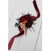  Wedding boutonnieres and wrist corsage  in burnt orange red burgundy  color scheme. Flower accessories. 5103