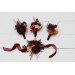  Wedding boutonnieres and wrist corsage  in burnt orange red burgundy  color scheme. Flower accessories. 5103