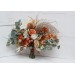 Wedding bouquets in burnt orange ivory colors. Bridal bouquet. Faux bouquet. Bridesmaid bouquet. 5109