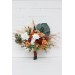 Wedding bouquets in burnt orange ivory colors. Bridal bouquet. Faux bouquet. Bridesmaid bouquet. 5109