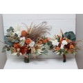 Wedding bouquets in burnt orange ivory colors. Bridal bouquet. Faux bouquet. Bridesmaid bouquet. 5109