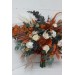 Wedding bouquets in burnt orange ivory navy blue colors. Bridal bouquet. Cascading bouquet. Faux bouquet. Bridesmaid bouquet. 5111