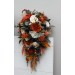 Wedding bouquets in burnt orange ivory navy blue colors. Bridal bouquet. Cascading bouquet. Faux bouquet. Bridesmaid bouquet. 5111