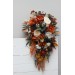 Wedding bouquets in burnt orange ivory navy blue colors. Bridal bouquet. Cascading bouquet. Faux bouquet. Bridesmaid bouquet. 5111
