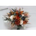 Wedding bouquets in burnt orange ivory navy blue colors. Bridal bouquet. Cascading bouquet. Faux bouquet. Bridesmaid bouquet. 5111