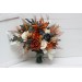 Wedding bouquets in burnt orange ivory navy blue colors. Bridal bouquet. Cascading bouquet. Faux bouquet. Bridesmaid bouquet. 5111