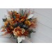 Wedding bouquets in burnt orange ivory navy blue colors. Bridal bouquet. Cascading bouquet. Faux bouquet. Bridesmaid bouquet. 5111
