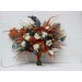 Wedding bouquets in burnt orange ivory navy blue colors. Bridal bouquet. Cascading bouquet. Faux bouquet. Bridesmaid bouquet. 5111