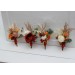  Wedding boutonnieres and wrist corsage  in burnt orange ivory color scheme. Flower accessories. 5109