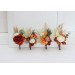  Wedding boutonnieres and wrist corsage  in burnt orange ivory color scheme. Flower accessories. 5109