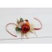  Wedding boutonnieres and wrist corsage  in burnt orange ivory color scheme. Flower accessories. 5109