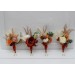  Wedding boutonnieres and wrist corsage  in burnt orange ivory color scheme. Flower accessories. 5109