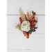  Wedding boutonnieres and wrist corsage  in burnt orange ivory  color scheme. Flower accessories.5107