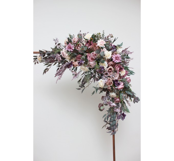  Flower arch arrangement in mauve purple cream colors.  Arbor flowers. Floral archway. Faux flowers for wedding arch. 5114