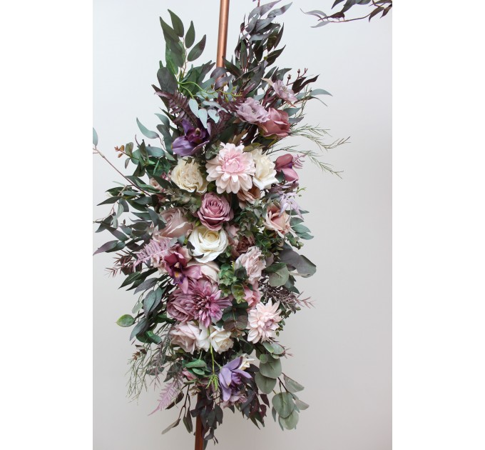  Flower arch arrangement in mauve purple cream colors.  Arbor flowers. Floral archway. Faux flowers for wedding arch. 5114