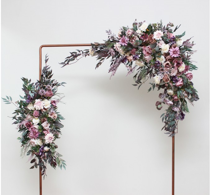  Flower arch arrangement in mauve purple cream colors.  Arbor flowers. Floral archway. Faux flowers for wedding arch. 5114