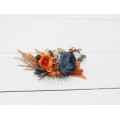 Flower comb in burnt orange ivory navy blue color scheme. Wedding accessories for hair. Bridal flower comb. Bridesmaid floral comb. 51111